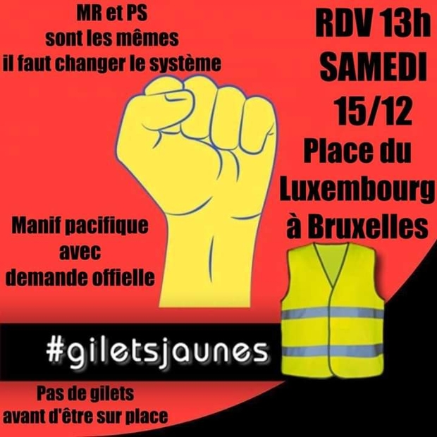 15 Décembre Manifestation Des Gilets Jaunes à Bruxelles