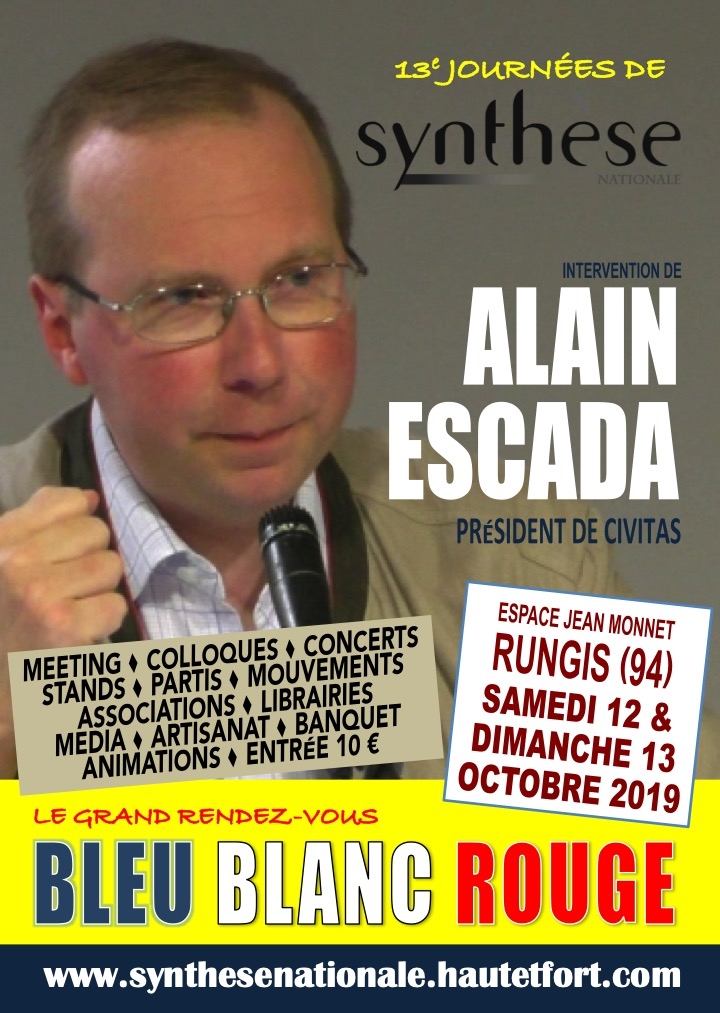 12 & 13 octobre 2019 – Journées de Synthèse Nationale avec intervention d’Alain Escada